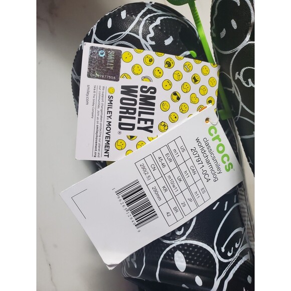 NWT Rare Crocs Classic Smiley World Men 11/ Womens 13 World Charm 207971-0C4 main image 7